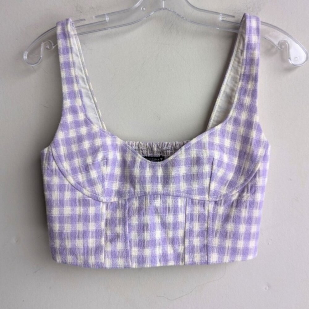 Zara tweed 100% cotton plaid sleeveless crop top